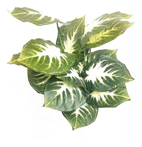 Planta Artificial Decorativa Caladium Verde-blanco De 50cm