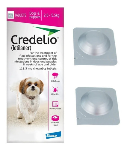 Antipulgas Y Garrapatas Credelio Perros 2.5kg - 5.5 X2 Tab