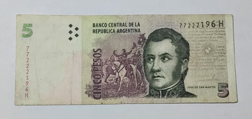 Billete 5 Pesos 2013 Argentina F-vf