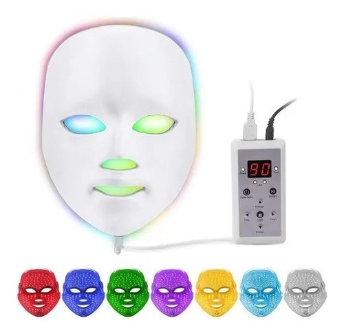Máscara Facial Led 7 Colore Tratamiento Fototerapia Belleza