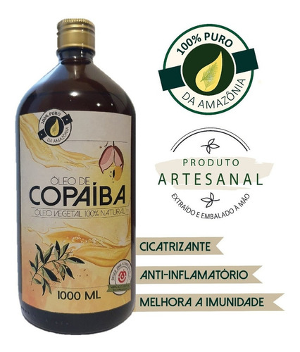 Aceite De Copaiba Da Amazonia 100% Puro - 1 Litro