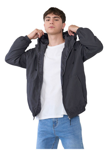 Casaca Hombre Full Zipper Gris Corona