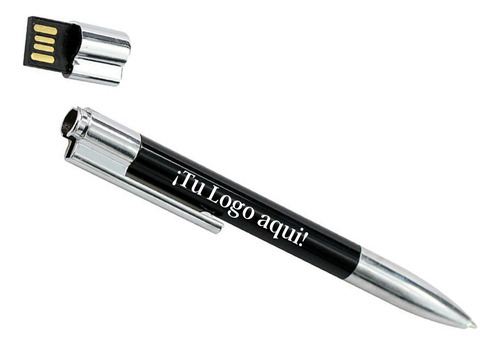 Pendrive Bolígrafo Negro De Metal Con Logo (50 Unidades)