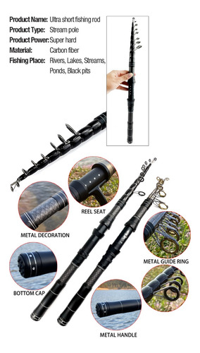 Caña De Pesca Telescópica Con Carrete Profesional Modelo 013
