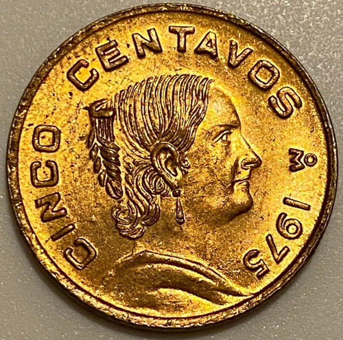 Mex12149 México 5 Centavos 1975 Error Doble Unc-bu Ayff