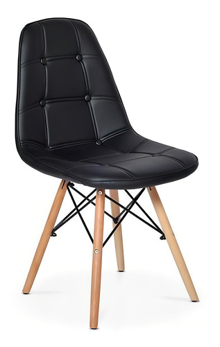 Cadeira Dkr Charles Eames Wood Estofada Botonê