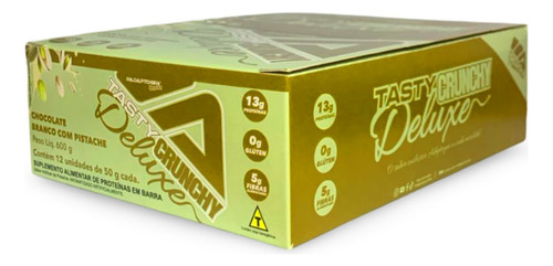 Barra Proteína Choco Branco/ Pistache 12 Un 50g Adaptogen Sabor Chocolate Branco Com Pistache