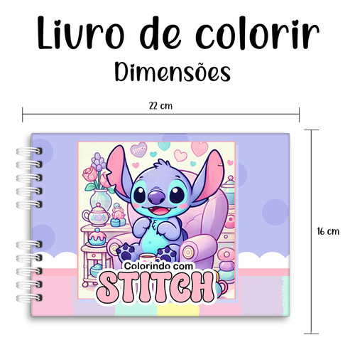 Livro De Colorir Do Stitch - Capa Dura E Com 50 Desenhos