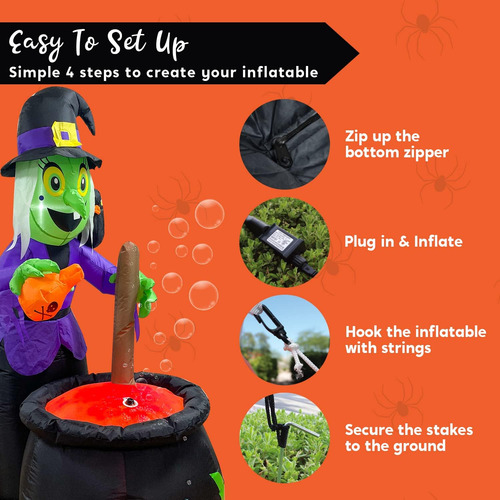 Bruja Inflable Caldero Magico Decoracion Halloween De 1.8m