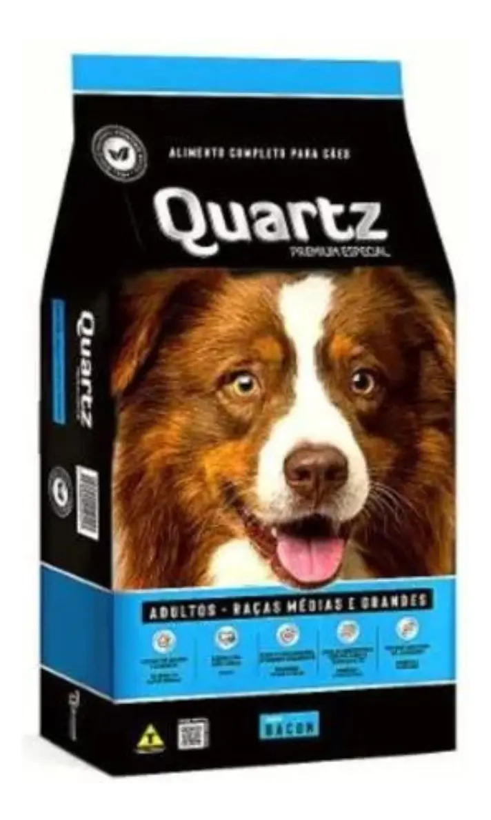 Ração Seca Quartz Cães Adulto Raças Médias/Grandes Sabor Bacon 20kg