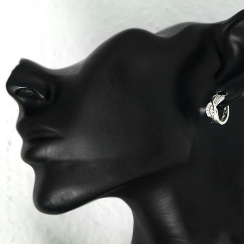 Aretes Tipo Arracadas Oro Blanco 18k Zirconia Cultivadas