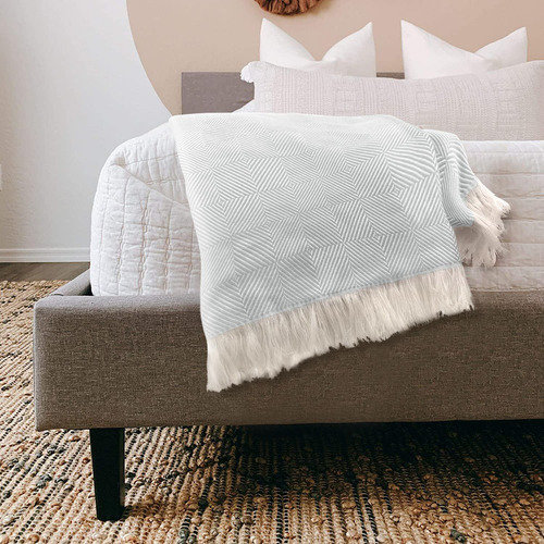 Imagen 4 de 10 de Manta Tejida Para Sillon Pie De Cama Rombos Varios Colores