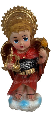 Arcángel San Uriel Niño De Color Figura De Resina 14 Cm 