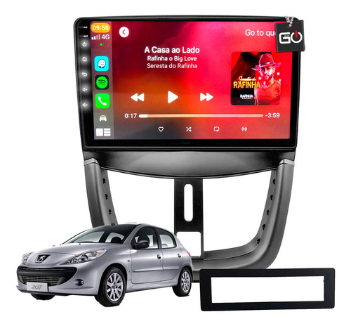 Multimídia Mp5 Carplay Peugeot 207 + Acabamento Comp Bordo