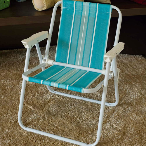Kit 2 Cadeira Infantil Aço Camping Praia Rosa E Azul - Mor