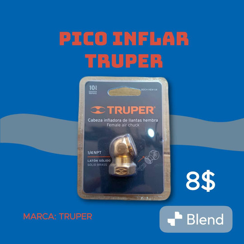 Pico De Inflar Cauchos Marca Truper