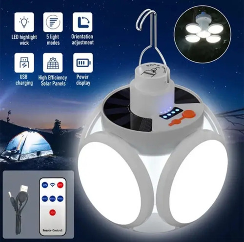 Lampara Recargable Solar Tipo Balón Con Control Remoto.