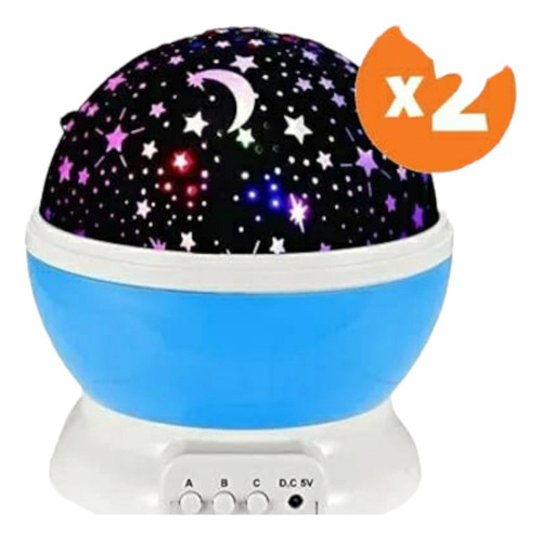 2 Lampara Velador Proyector Led Estrellas Luna Luz Rgb Celes