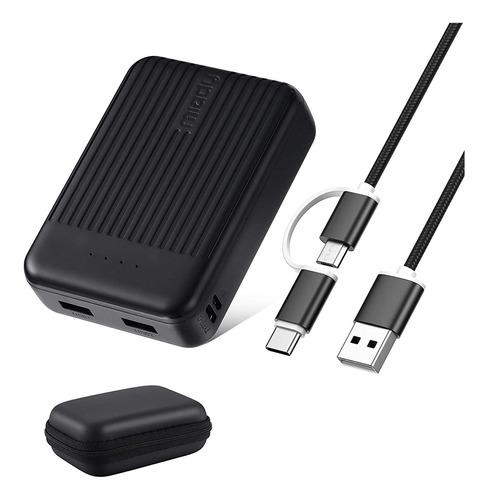 Cargador Portátil 15000mah W 2 En 1 Cable Usb Y Estuch...