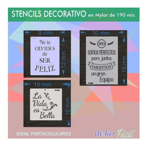 Imagen 2 de 2 de Pack 9 Stencil Decorativo Ideal Para Portacelulares