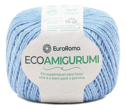 Fio Ecoamigurumi Euroroma 254mts 160g 254mts Crochê Tricô Cor 0900- Azul Bebê