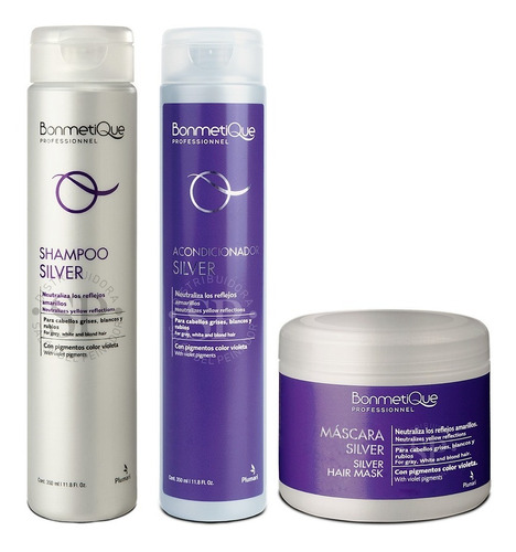 Kit Bonmetique Matizador Silver Shampoo + Acond. + Máscara