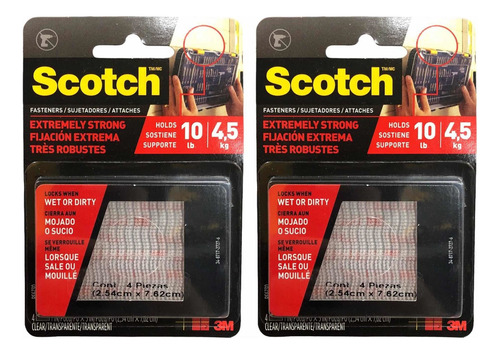 2x Set Sujetadores Transparentes 3m Scotch Fijación Extrema