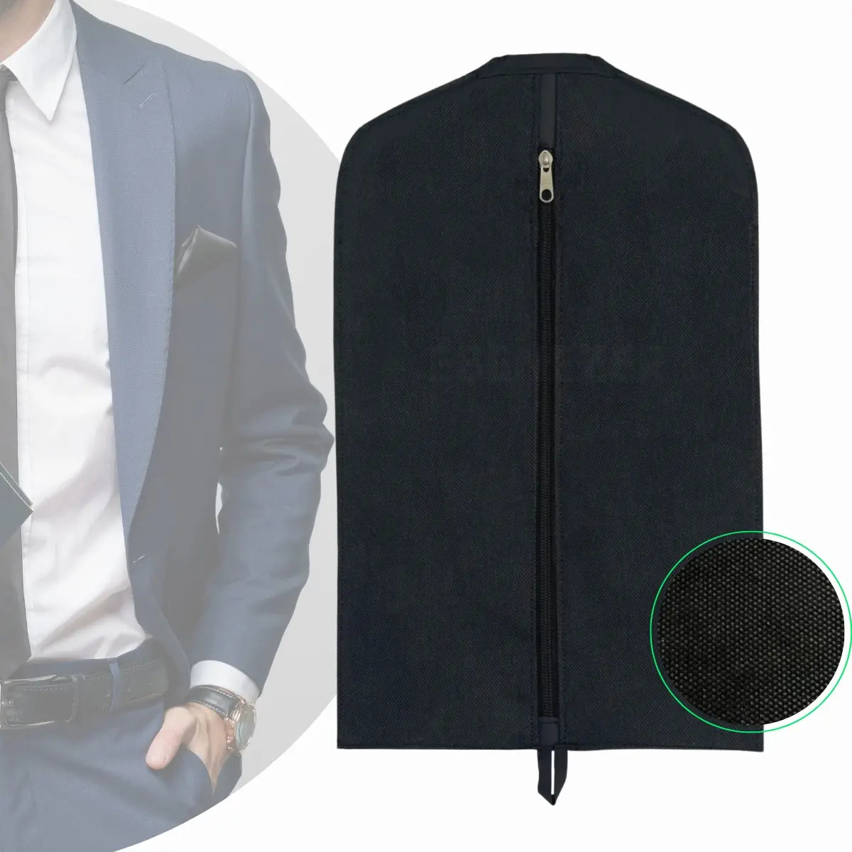 Capa Para Roupa C Zíper Proteçao Antimofo Ternos E Jaquetas Preto