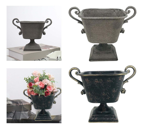 Mesa Decorada Com Floreira Rústica De Ferro