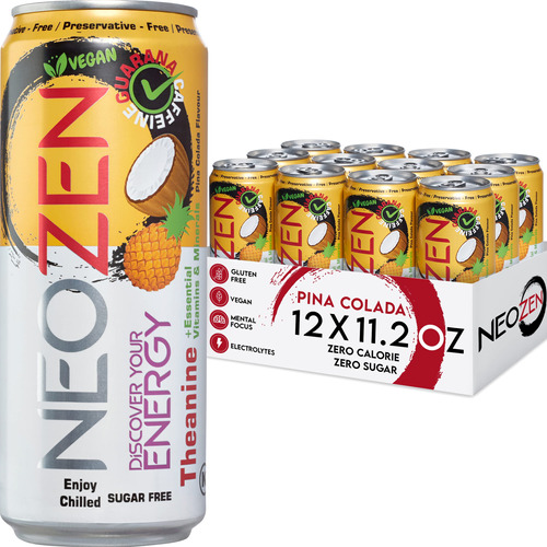 Neozen Bebida Energetica, Sabor A Pina Colada, Sin Azucar, 1