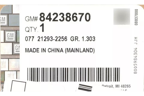 Emblema Parrilla Original 84238670 Colorado Zr2 Ext 3.6 2017