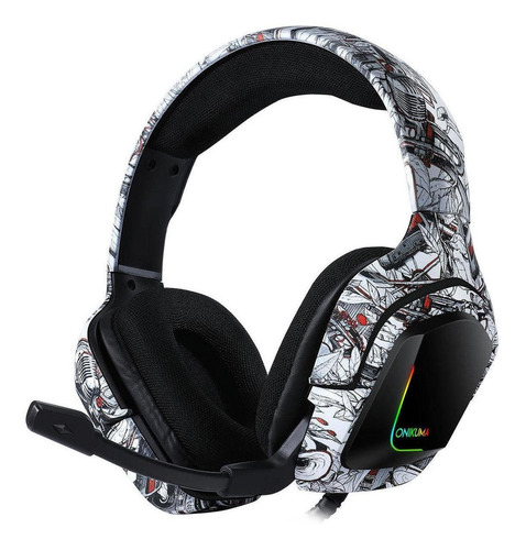 Imagen 1 de 4 de Audífonos gamer Onikuma K20 camuflaje blanco con luz rgb LED