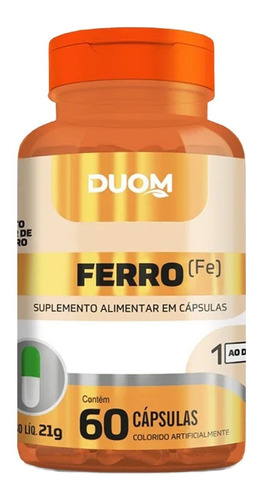 Ferro 100% Puro - 60 Cápsulas 350mg - Duom