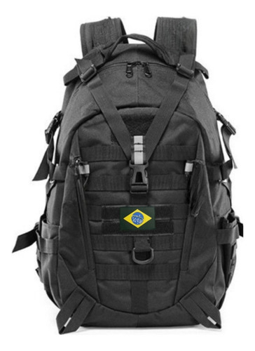 Mochila Tática 40l Reforçada Impermeável Assault Militar Cor Preto Desenho do tecido Liso