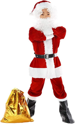 Disfraz Completo Con Peluca Y Barba De Santa Claus Navidad Para Niños Envio Gratis 