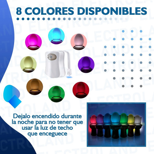 Imagen 6 de 10 de Luz Led Para Inodoro 8 Colores Con Sensor De Movimiento