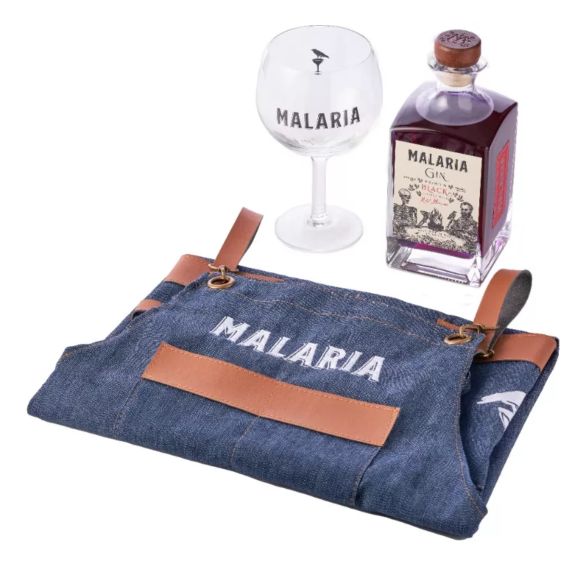 Gin Malaria Black 700ml + Delantal Malaria + Copon