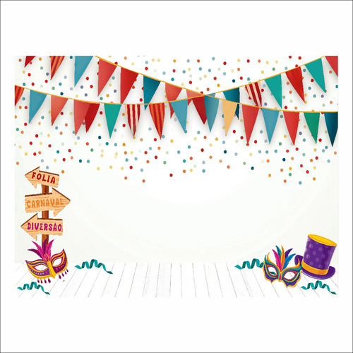 Fundo Fotográfico Cenário Carnaval Infantil 2,2m X1,5m F857 Desenho Impresso Horizontal