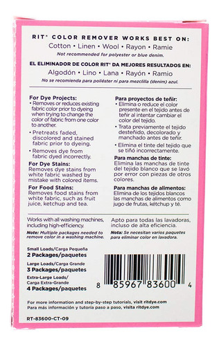 Dye Powder Rit, Removedor De Color Concentrado Multiusos, 32