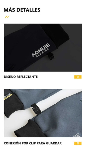 Guantes Térmicos Deportivos Transpirables Running Aonijie Negro / Talle Xl