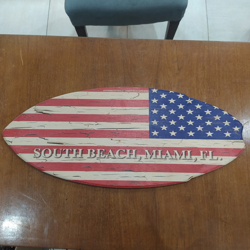 Antigua Tabla De Surf Decorativa Madera Estados Unidos