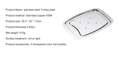 Gretd Stainless Steel Turkey Dish Roast Chicken Plate