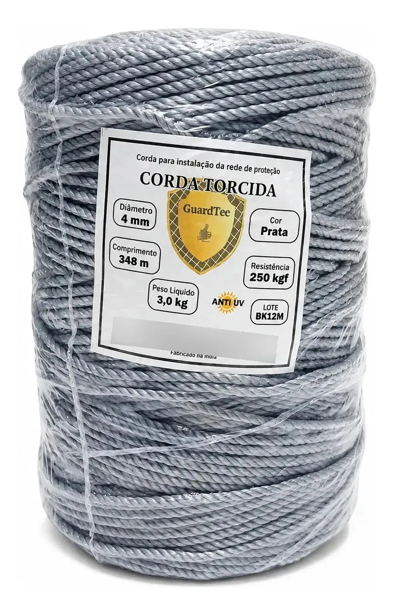 Corda Polietileno Guardtec 4mm 348m 250kg Cinza Cinza