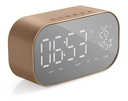 Reloj Despertador Portátil Con Radio Fm Color Dorado
