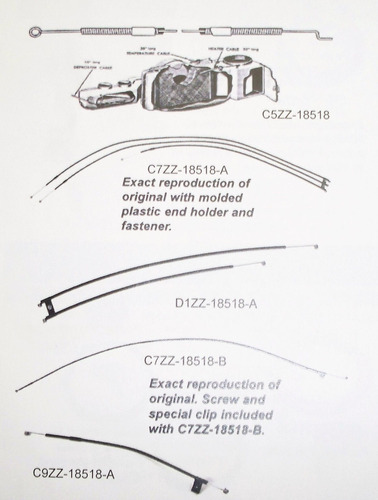 Kit De Cable De Control 67-68 Mustang Calentador Exactamente