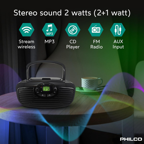 Reproductor De Cd Portátil Philco Boombox Con Bluetooth, ...