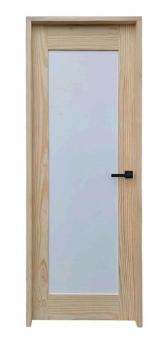 Puerta Interior Madera Maciza En Blanco Y Herrajes Negros