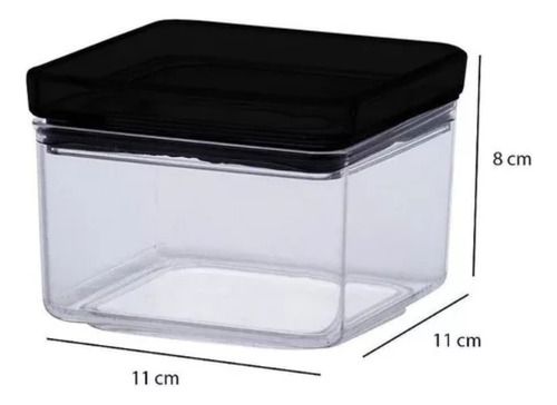 Kit 10b Potes Herméticos Lumini Black Quadrado Paramount
