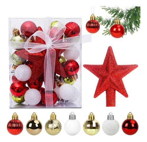 Set 30 Chirimbolos Adornos Navidad 3cm Estrella Decoracion ®