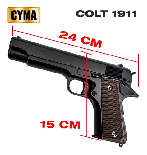 Imagen 3 de 10 de Pistola Airsoft Colt 1911 Marcadora Cm.123s
